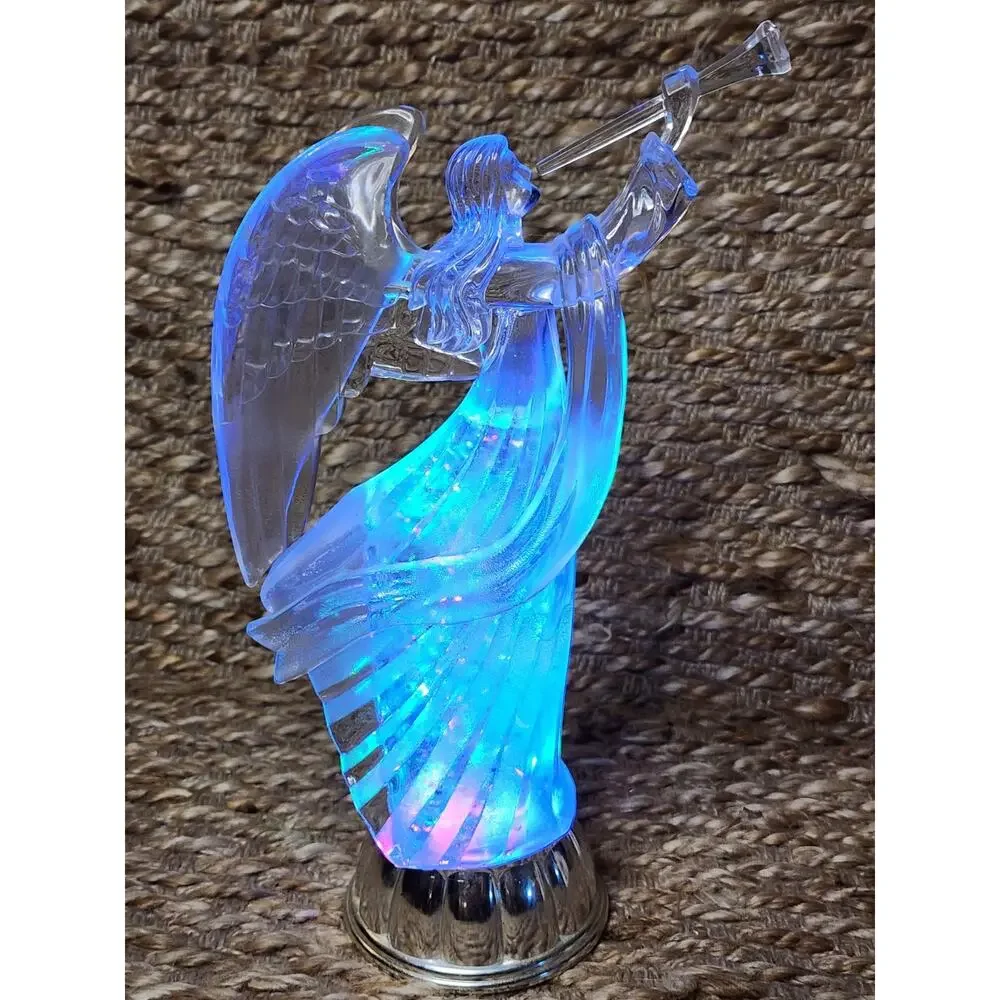 Graceful Christmas Angel Figurine Multicolor LED Swirling Water Globe Battery